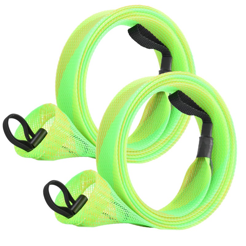 SF Standard Baitcaster Casting Fishing Rod Sock - Green-Gold-2PCS Fit Casting Rod 6-1/2FT to 7-1/2FT - Image 1